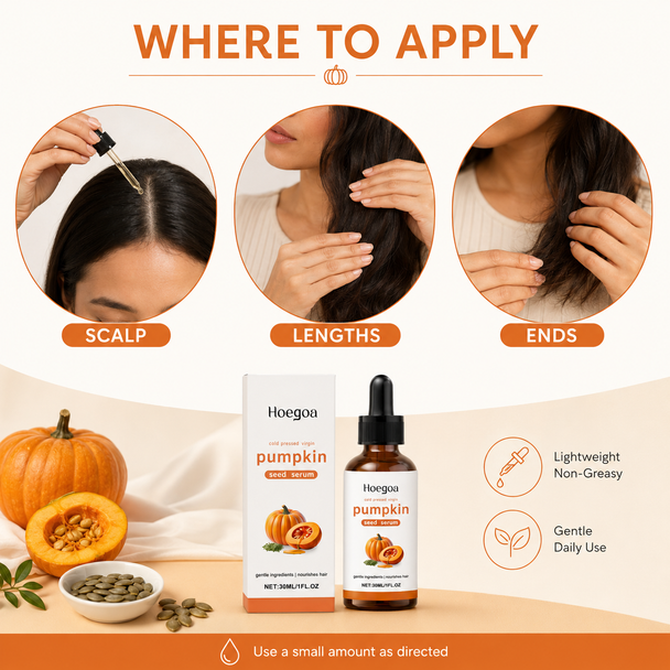 Hoegoa Pumpkin Seed Hair Serum – Cold-Pressed Hair & Scalp Conditioning Oil – 30 mL
