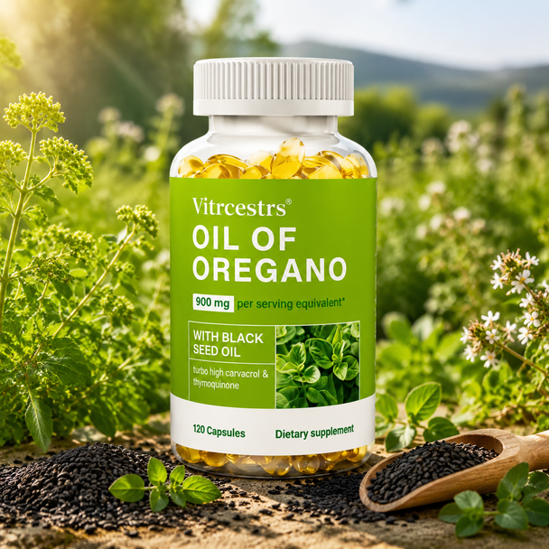 Oregano Oil with Black Seed Oil Capsules – 900 mg Equivalent per Serving