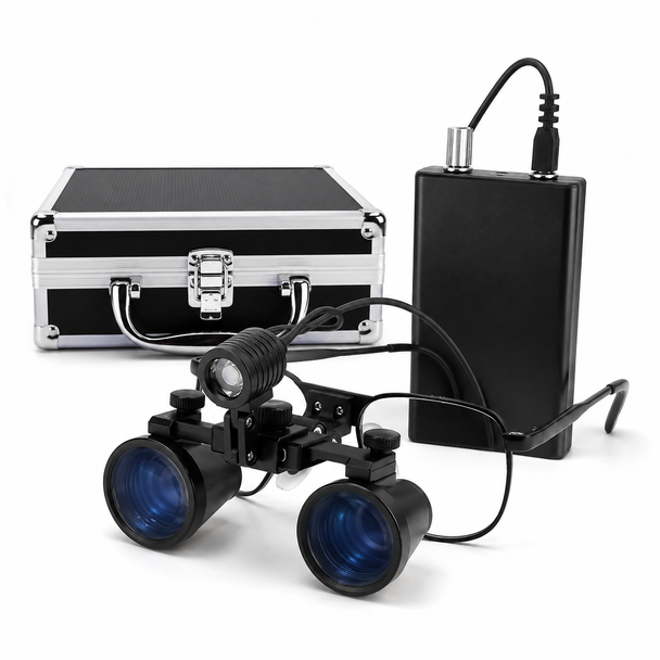 Professional Binocular Surgical Loupes with 3W/5W LED Headlight and Metal Carrying Case – 2.5×/3.5×
