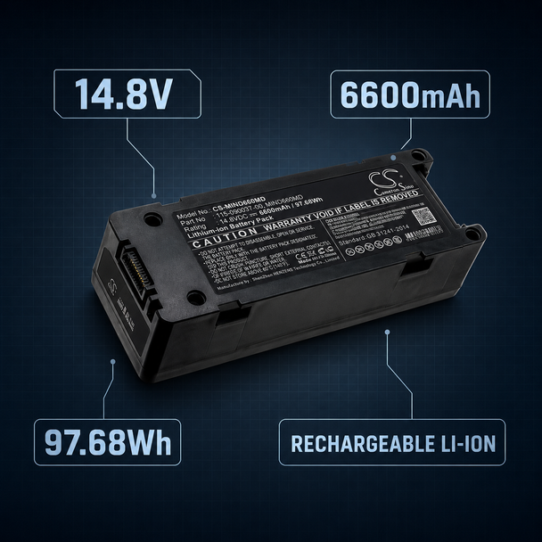 Cameron Sino 14.8V 6600mAh Replacement Battery for Mindray BeneHeart D6 & DP-50 Series