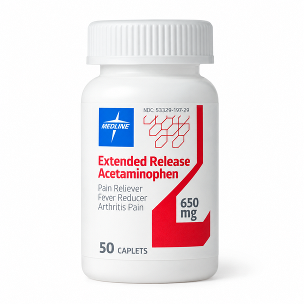 Medline Acetaminophen Pain Reliever & Fever Reducer – 325 mg, 500 mg & 650 mg Extended Release