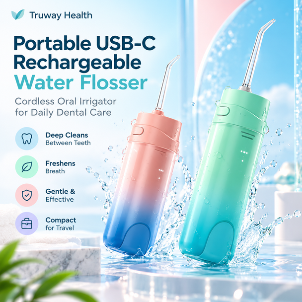 Portable USB-C Rechargeable Water Flosser — Cordless Oral Irrigator for Daily Dental Care