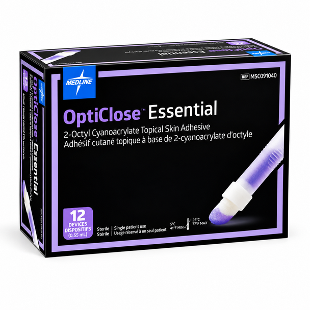 Medline OptiClose Essential Topical Skin Adhesive – 0.55 mL – Sterile Surgical Wound Closure