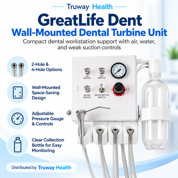 GreatLife Dent® Portable Dental Turbine Unit – Wall-Mounted Air & Suction System