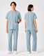 369 Unisex Cool-Tech Medical Scrub Top — Breathable Clinical Workwear, Grayish Blue