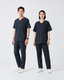 Classico 373 Unisex AIR MELANGE Scrub Top — Ultra-Lightweight Stretch Medical Workwear, Deep Navy, XXS–XXL
