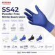 Kossan SS42 powder-free nitrile exam gloves featuring Low-Derma technology, textured grip, AQL 1.5, five colors, XS–XL sizes, and 40GP supply.