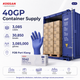Kossan SS42 nitrile gloves supplied by 40GP container with 3,085 cases, 30,850 boxes, and 3,085,000 gloves shipped FOB Port Klang.