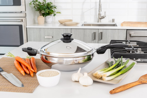 Wok Gourmet 4,7 L avec couvercle (1 poignée longue & 1 poignée latérale)