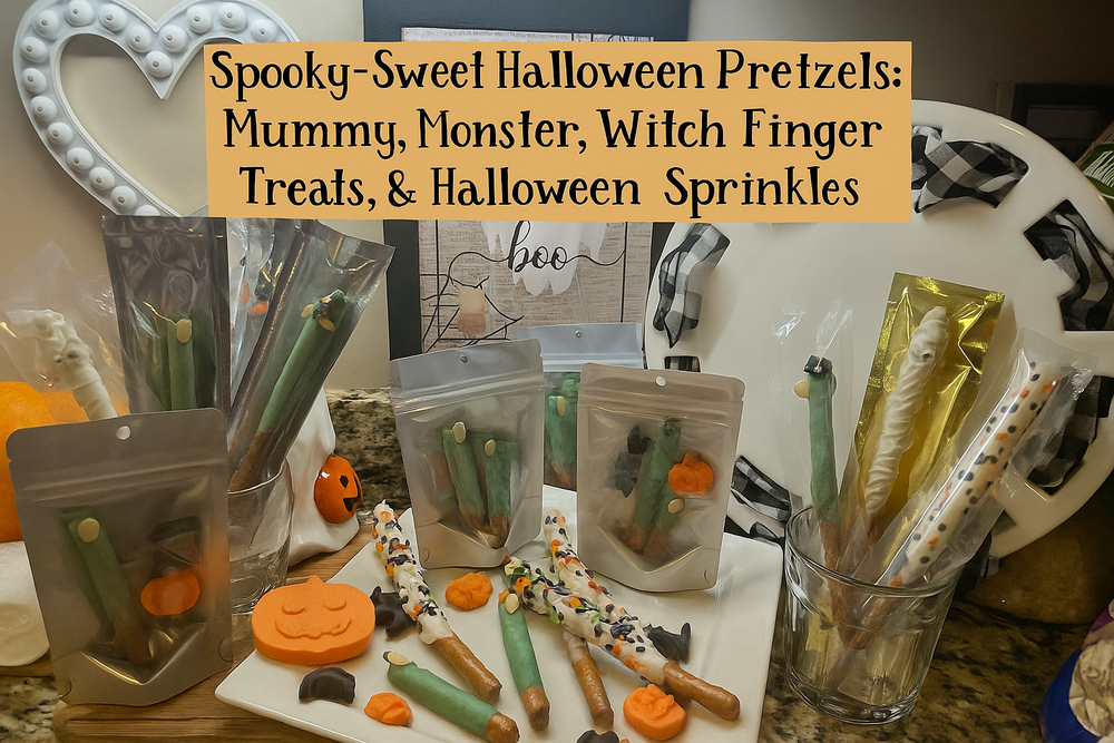 Spooky-Sweet Halloween Pretzels: Mummy, Monster, Witch Finger Treats, & Halloween Sprinkles Spooky-Sweet Halloween Pretzels: Mummy, Monster, Witch Finger Treats, & Halloween Sprinkles