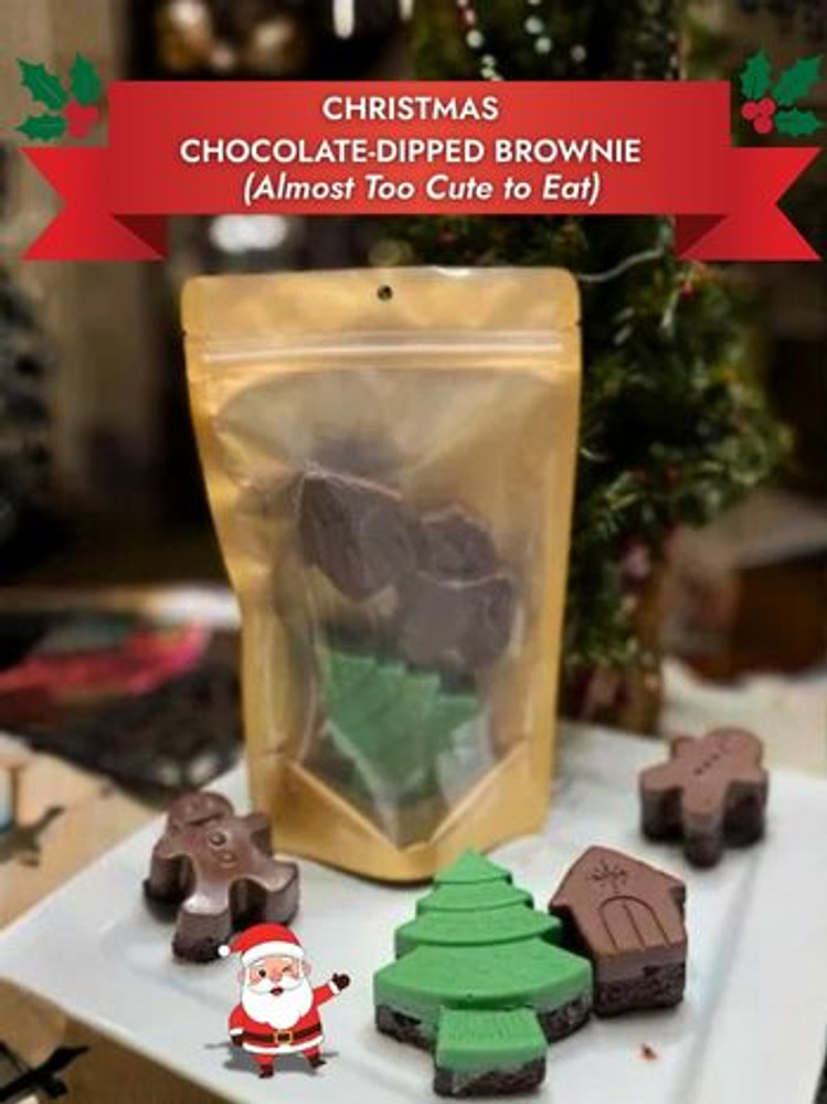 Chocolate-Dipped Brownie Christmas Shapes — Almost Too Cute to Eat