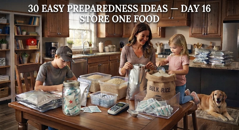 30 EASY PREPAREDNESS IDEAS — DAY 16 STORE ONE FOOD FOR THE FUTURE!