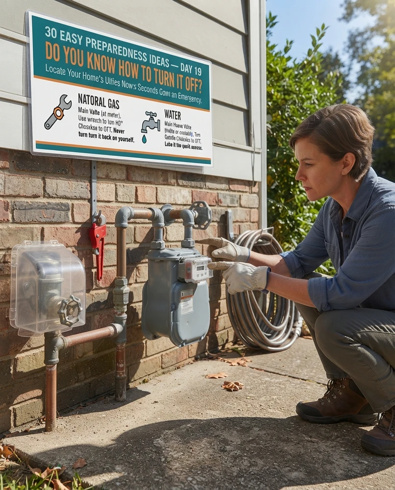 30 EASY PREPAREDNESS IDEAS — DAY 19 DO YOU KNOW HOW TO TURN IT OFF? 