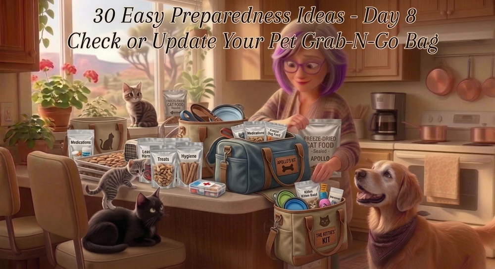 30 Easy Preparedness Ideas — Day 8 - Check or Update Your Pet Grab-N-Go Bag 