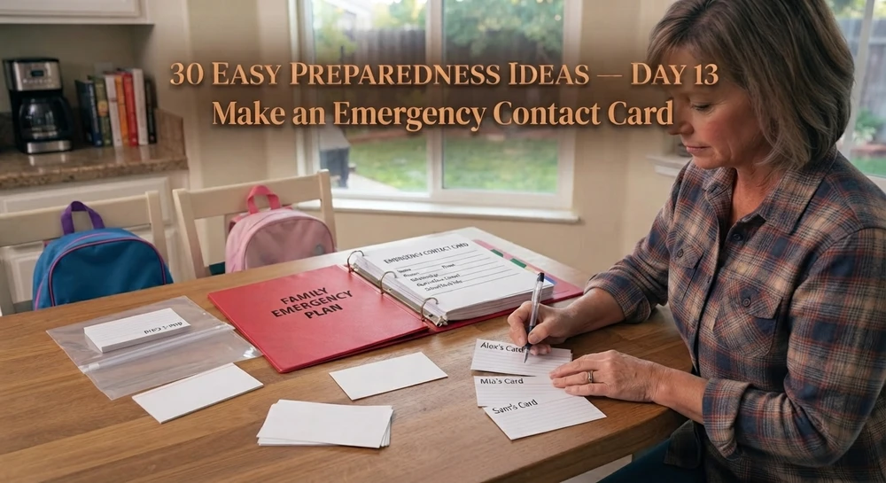 30 EASY PREPAREDNESS IDEAS — DAY 13 Make an Emergency Contact Card