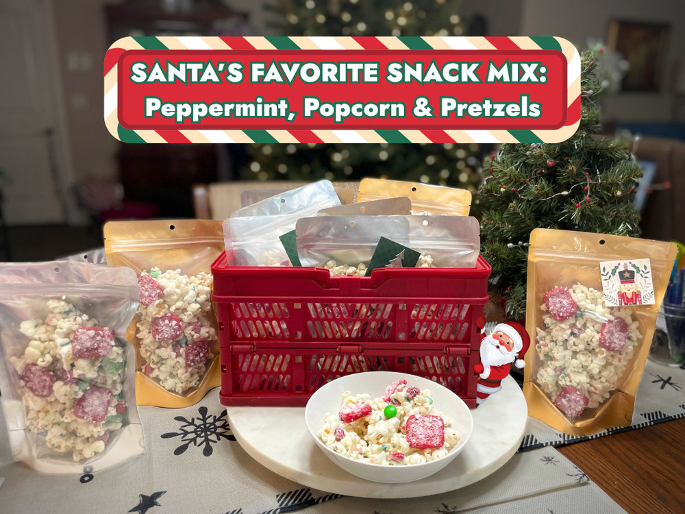Santa’s Favorite Snack Mix: Peppermint, Popcorn & Pretzels