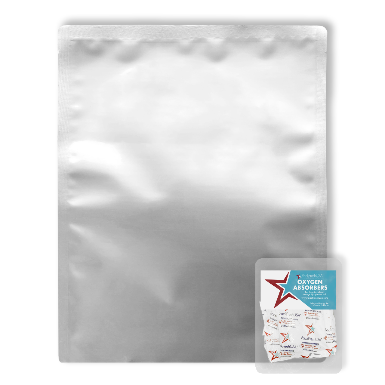 Two-Quart 7 Mil Seal-Top Premium Gusset Mylar Bags and Oxygen