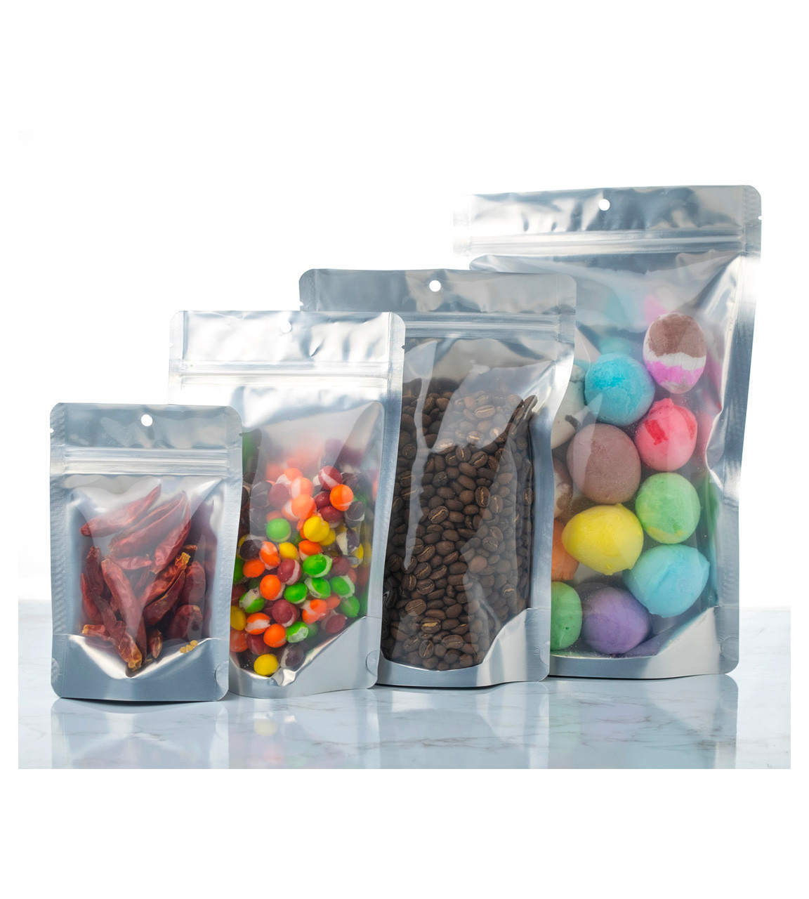 Resealable Stand Up Pouches, Zip Bags for Packaging Food, Candy