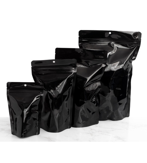 5 Mil Large Black/Clear Stand Up Pouches (1000)  - Wholesale