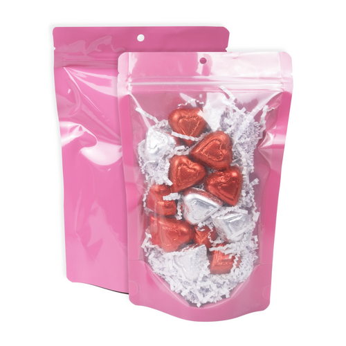 5 Mil Stand Up Pouches Pink/Clear