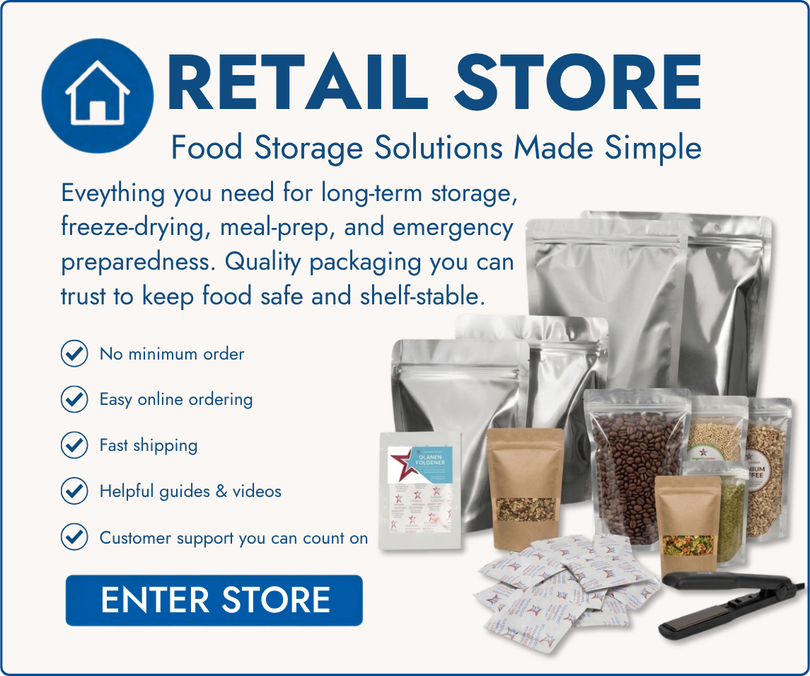 Silver Mylar bags for food packaging and heat-sealed storage pouches — Shop our retail collection.