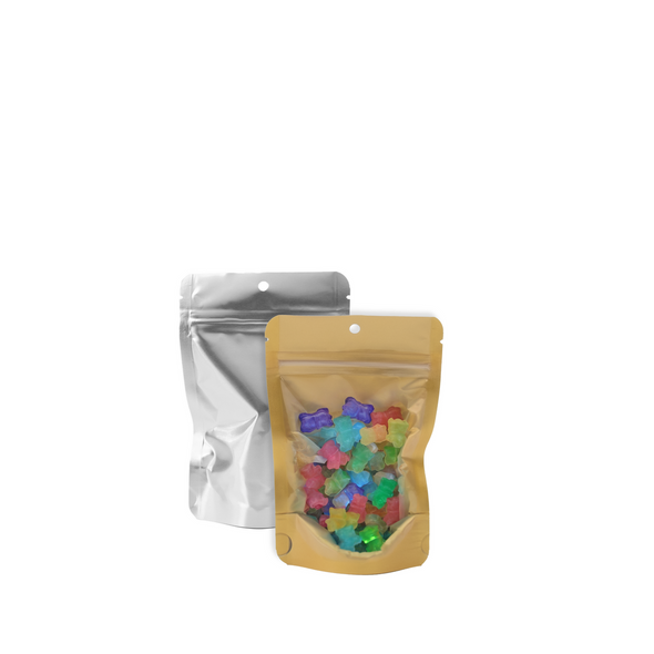 Wholesale 5 Mil Small Gold/Clear Stand Up Pouches | PackFreshUSA