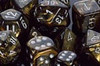 Polyhedral Dice Set Leaf Black Gold-Silver