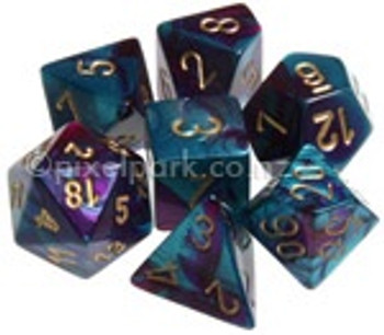 Gemini Polyhedral Dice Set Purple Teal-Gold