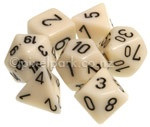 Opaque Polyhedral Dice Set Ivory-Black