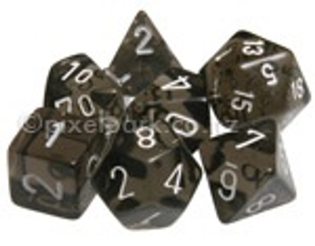 Translucent Polyhedral Dice Set Smoke-White