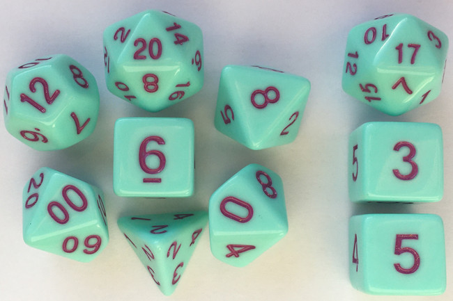 Classic Opaque 10pc Mint Green/Marron Dice Set