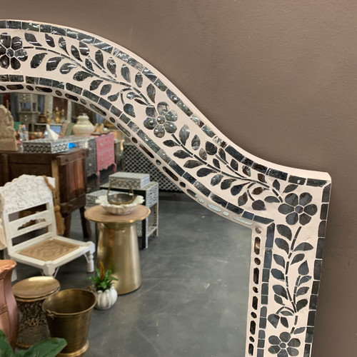 Glass Inlay Mirror - White