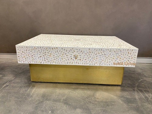 Mother of Pearl Inlay Floral Coffee Table