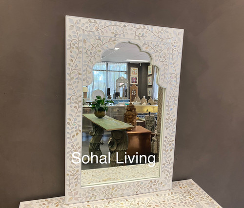 Mother of Pearl Inlay Arch Mirror