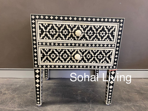 Bone Inlay Wall Paper Bedside - Black