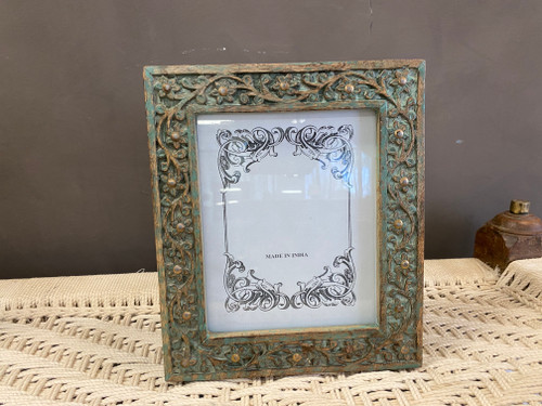 Indian Carved  Frame- Green