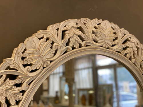Hand Carved  White Mirror