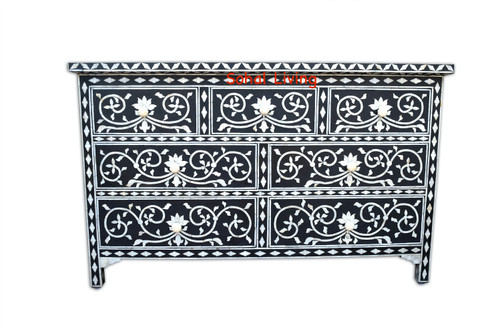 Mother of Pearl Inlay 7 drawer Chest - Lotus