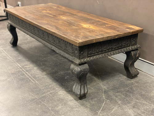 Carved Wooden Coffee table - charcoal