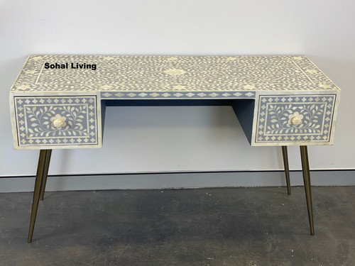 Bone Inlay Floral Table with Brass legs