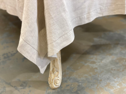 Pure Linen Table Cloth with cutwork border- 170 x 275cm