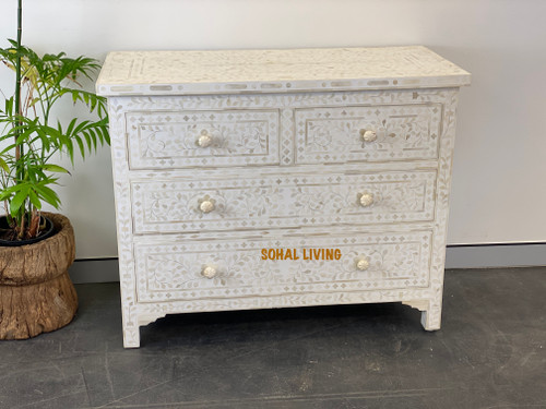 Bone Inlay Floral Chest of Drawers