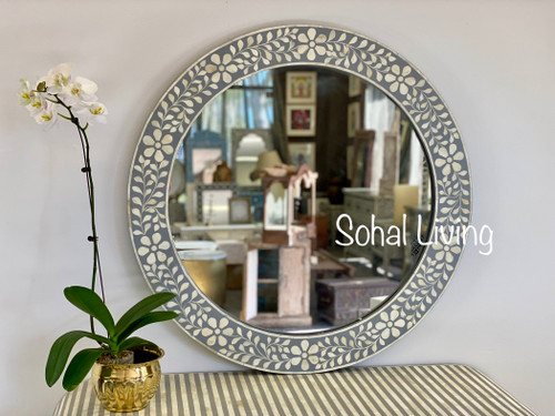 Bone Inlay Floral Mirror- 90cm