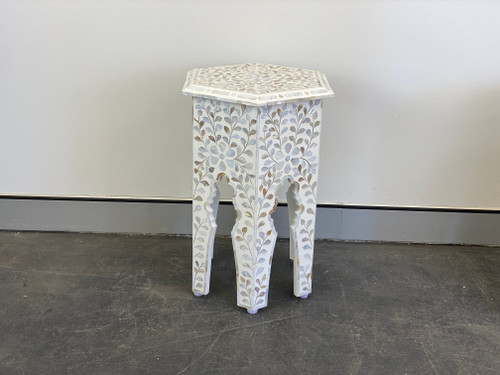 Mother of Pearl Inlay Floral Moroccan table-White