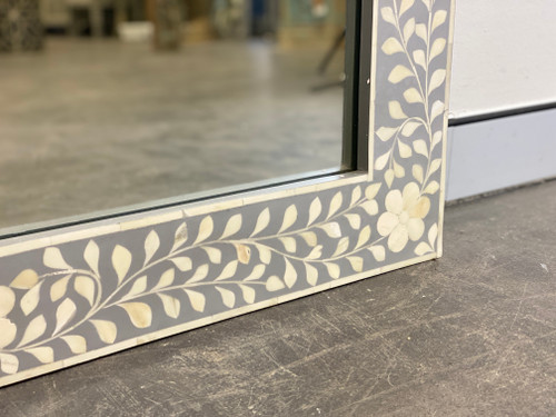 Bone Inlay Floral  Grey Mirror - 120 x 90cm