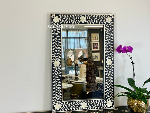 Bone Inlay Floral Mirror 90 x 60cm