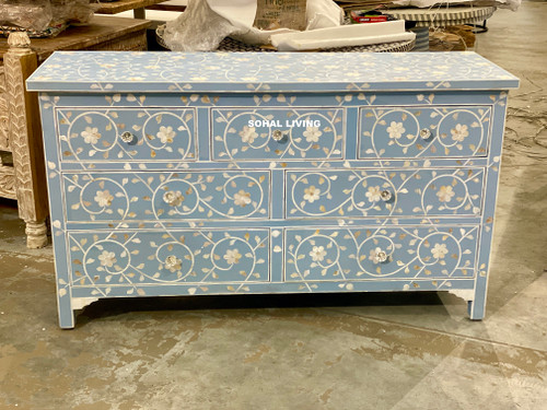 Mother of Pearl Inlay Chest 7 Drawers