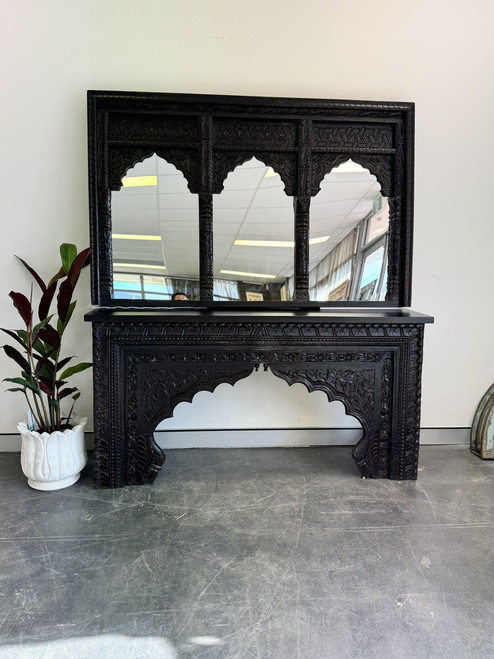 Carved Console & 3 Arch Mirror Set