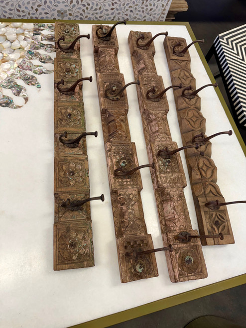 4 Hook Vintage Carving long Panel
