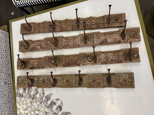 4 Hook Vintage Carving long Panel